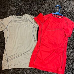 2 Compression Shirts, Red Nike, Grey Thermajohn